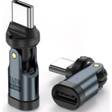 Store Alfais 0960 USB Type-C Otg Çevirici Adaptör 540° Döner PD240W 5A Şarj Veri Dönüştürücü 360 Derece Dönebilen Gövde ve 180 Derece Bükülebilen Başlık ile Kablo Kırılmalarına Son