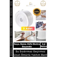 Denguva Premium Su Geçirmez Sızdırmaz Dayanıklı Lavabo Pvc Yağ Kenar Küf Önleyici 3.2m 3 Adet Izolasyon Bant