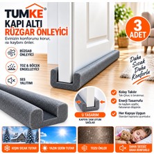 TUMKE Kapı Altı Rüzgar Önleyici 3 Adet – U Tipi Kapı Altı Süngeri, Ses Isı Toz ve Böcek Engelleyici Yalıtım Izolasyon Bandıt