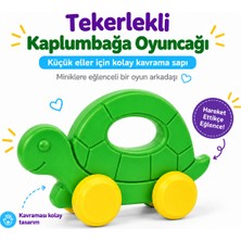 Antiola Tekerlekli Yuvarlanan Kaplumbağa Oyuncağı 1-2 Yaş Kavrama Saplı Eğitici Çocuk Oyuncağı