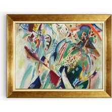 Tablore Kandinsky Tarzı Soyut Avangart Sanat Altın Çerçeveli Renkli Modern Salon Tablosu