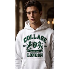 Oversize Unisex Kapüşonlu Sweatshirt %100 Pamuk 3 Iplik Şardonlu Sırt Baskılı