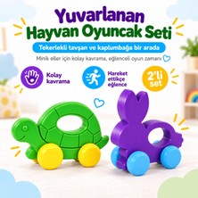 Antiola 2’li Tekerlekli Tavşan ve Kaplumbağa Oyuncak Seti 1-2 Yaş Kolay Kavrama Saplı Bpa Içermeyen Plastik Çocuk Oyuncağı