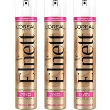 L'Oréal Paris L'oreal Paris Elnett Düz Saçlar Için Hacim Veren Güçlü Tutuş Saç Spreyi 400 ml x 3 Adet