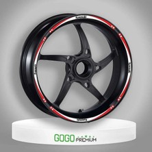 Moto Life N Coffee Motolifencoffee Kırmızı Beyaz Kawasaki Uyumlu Reflektörlü 1 Set Jant Şeridi
