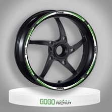 Moto Life N Coffee Motolifencoffee Yeşil Beyaz Kawasaki Uyumlu Reflektörlü 1 Set Jant Şeridi