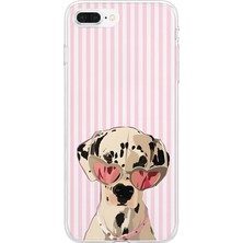LOTUS GOLD Iphone 7 Plus/8 Plus Uyumlu Çizgili Dalmaçyalı Desenli Şeffaf Telefon Kılıfı