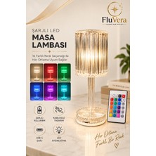 Fluvera Şarjlı LED Masa Lambası 16 Renk Kumandalı Dokunmatik Kablosuz Dekoratif Gece Lambası Usb-C