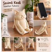 Sevimli Kedi Figürlü 3D Telefon Tutucu – Dekoratif Masaüstü Stand