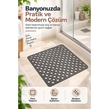 Fly Life Delikli Kaymaz Banyo Duş Paspası Kare Bubble Tasarım Antrasit 54x54 cm
