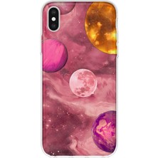 LOTUS GOLD iPhone Xsmax Uyumlu Galaksi Uzay Desenli Şeffaf Telefon Kılıfı
