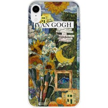 LOTUS GOLD iPhone Xr Uyumlu Van Gogh Desenli Şeffaf Telefon Kılıfı