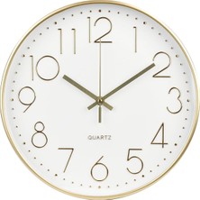 Duvar Saati 12 Inç Tik Takmayan Sessiz Modern Basit Stil Yuvarlak Dekor Saat Altın Stereoskopik Kadran Kuvars Duvar Saatleri Ev/ofis/okul/oturma Odası