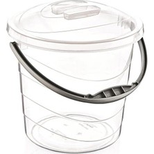 Poly Time 15 Litre Kapaklı Ölçekli Şeffaf Su Kovası - Abs Plastik - Saplı