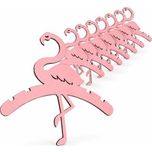 Doalino Bebek ve Çocuk Elbise Askısı 8'li Set Ahşap Pembe Flamingo