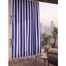 Megamix Balkon Perdesi En x Boy Seçenekli Bağcıklı Balkon Brandası Kahverengi Şerit Desenli