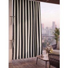 Megamix Balkon Perdesi En x Boy Seçenekli Bağcıklı Balkon Brandası Kahverengi Şerit Desenli
