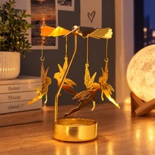 Keyfim Shop Altın Renkli Dönen Metal Mumluk Melek Kız Tasarımlı Isı ile Dönen Dilek Çanı