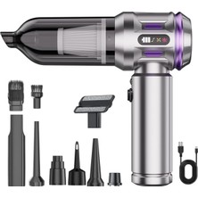Araç Süpürgesi, 17000 Pa Ultra Güçlü Motor, 8 Farklı Başlık, 3 Kademeli Hız Ayarı, 6000 Mah Batarya Kapasitesi, Üfleme, Çekme, Vakum ve Şişirme Fonksi