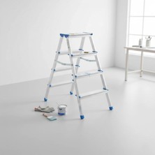 Pileli Store 4+4 Çift Basamaklı Alüminyum Metal Merdiven