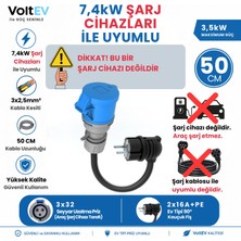 VoltEV 7,4kW Elektrikli Araç Şarj Cihazı için 50cm Ev Tipi Fişli Dönüştürücü Adaptör