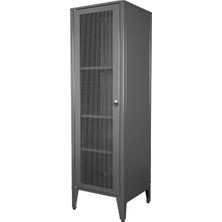 Ziglat 1550 Serisi Kilitli Metal Home Office Dolabı%70 Perfore Kapaklı Antrasit Gri 450X1500X450 mm