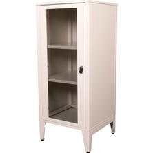 Ziglat 1110 Serisi Kilitli Metal Home Office Dolabı Cam Kapaklı Mat Beyaz 450X1050X450 mm