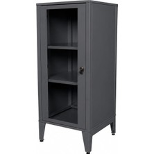 Ziglat 1110 Serisi Kilitli Metal Home Office Dolabı Cam Kapaklı Antrasit Gri 450X1050X450 mm