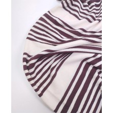 Kumaş Parça Koyu Kahve Kemik Enine Çizgili Ince Dökümlü Triko Örme Kumaş Hırkalık & Kazaklık 150X250CM
