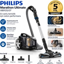 Philips Marathon Ultimate Toz Torbasız Elektrikli Süpürge, Powercyclone 10, Triactive Ultra Başlık, Nanoclean, Allergy H13 Filtre, XB9125/07
