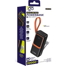 Gpw-08 30000MAH PD22.5W Hızlı Şarj Powerbank Dijital Ekranlı Type-C Lightning Kablolu