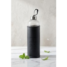 H2O Sağlıklı Cam Matara 1000 ml Su Şişesi, Deri Kılıflı 1 Lt Sporcu Suluğu