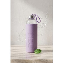 H2O Sağlıklı Cam Matara 1000 ml Su Şişesi, Deri Kılıflı 1 Lt Sporcu Suluğu