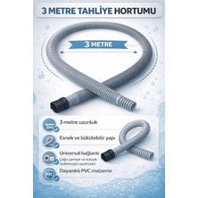 3 Metre Çamaşır Makinesi Tahliye Hortumu, Universal Uyumlu Esnek Pvc Gider Hortumu, Bulaşık Makinesi Uyumlu Dayanıklı Su Tahliye Borusu