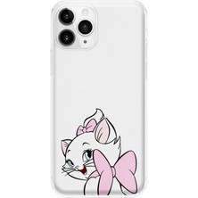 LOTUS GOLD iPhone 11 Pro Uyumlu Sevimli Kedi Desenli Şeffaf Telefon Kılıfı