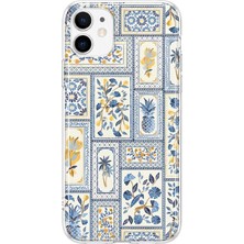 LOTUS GOLD iPhone 12 Mini Uyumlu Çiçek Kolaj Desenli Şeffaf Telefon Kılıfı