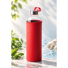 H2O Sağlıklı Cam Matara 1000 ml Su Şişesi, Deri Kılıflı 1 Lt Sporcu Suluğu