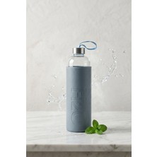 H2O Sağlıklı Cam Matara 1000 ml Su Şişesi, Deri Kılıflı 1 Lt Sporcu Suluğu