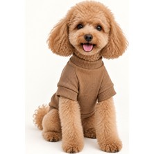 Patilemece Kahverengi Yarım Balıkçı Yaka Kedi Köpek Sweatshirt