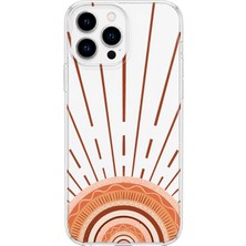 LOTUS GOLD iPhone 15 Pro Uyumlu Güneş Desenli Şeffaf Telefon Kılıfı