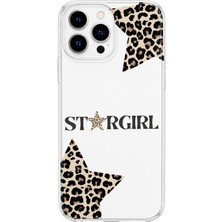 LOTUS GOLD iPhone 13 Pro Uyumlu Leopar Stargirl Desenli Şeffaf Telefon Kılıfı