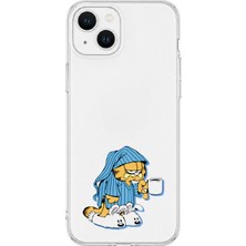 LOTUS GOLD iPhone 13 Uyumlu Garfield Desenli Şeffaf Telefon Kılıfı