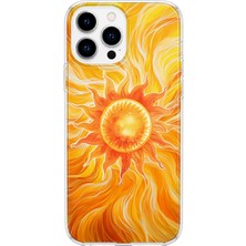 LOTUS GOLD iPhone 13 Pro Max Uyumlu Güneş Desenli Şeffaf Telefon Kılıfı