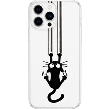 LOTUS GOLD iPhone 13 Pro Max Uyumlu Kedi Desenli Şeffaf Telefon Kılıfı