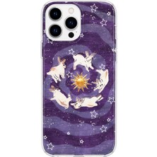 LOTUS GOLD iPhone 13 Pro Max Uyumlu Tavşanlar Desenli Şeffaf Telefon Kılıfı