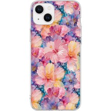 LOTUS GOLD iPhone 13 Mini Uyumlu Renkli Çiçekler Desenli Şeffaf Telefon Kılıfı