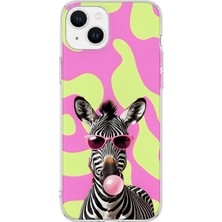 LOTUS GOLD iPhone 15 Plus Uyumlu Zebra Desenli Şeffaf Telefon Kılıfı