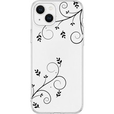 LOTUS GOLD iPhone 15 Plus Uyumlu Çiçekli Sarmaşık Desenli Şeffaf Telefon Kılıfı