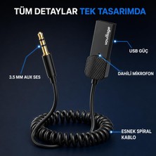 Store Bluetooth 5.4 Araç Aux Adaptörü, 3.5 mm Jack Araç Ses Kiti