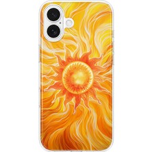 LOTUS GOLD iPhone 16 Uyumlu Güneş Desenli Şeffaf Telefon Kılıfı